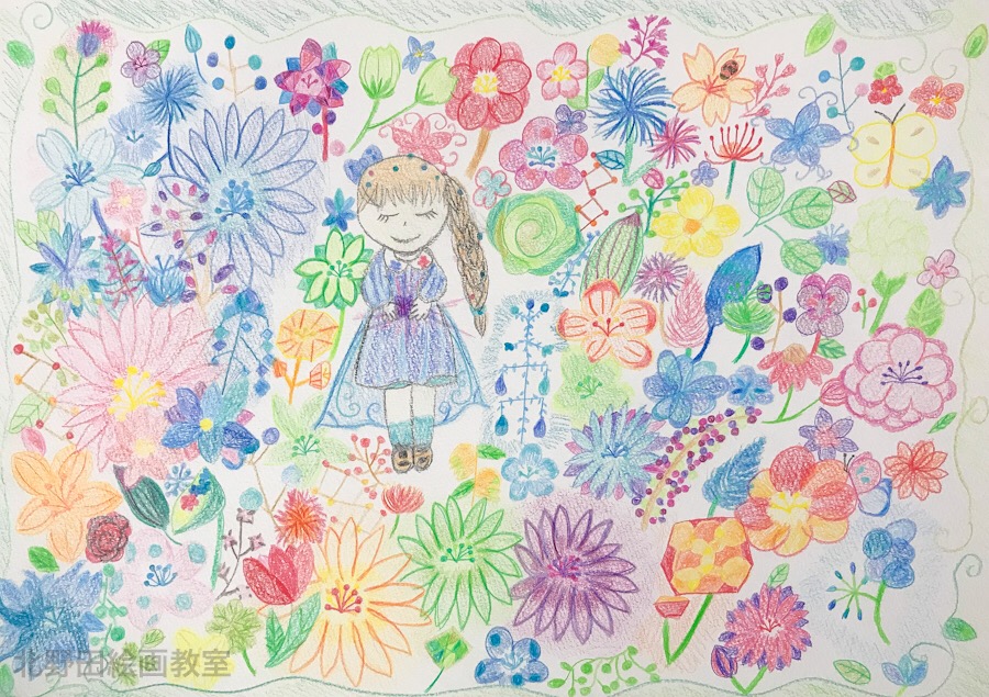 よしのちゃん 色鉛筆画 小学4年生