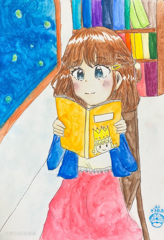 なつきちゃん（小学6年生）水彩色鉛筆画・F4号