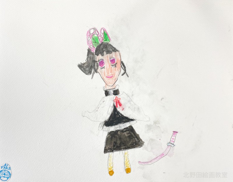 ひであき君（小学4年生）水彩色鉛筆画・F4 6号