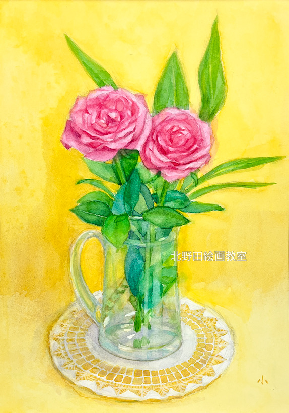 『 薔薇 』（講師・水彩画・F4号）