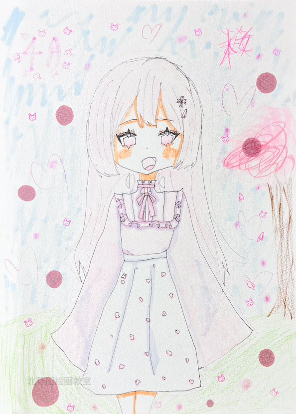 はるちゃん(小学6年生)ペン画・F4号