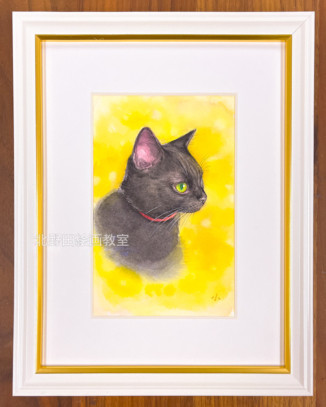 『夜一ちゃん』(講師・水彩画・150㎜×100㎜)