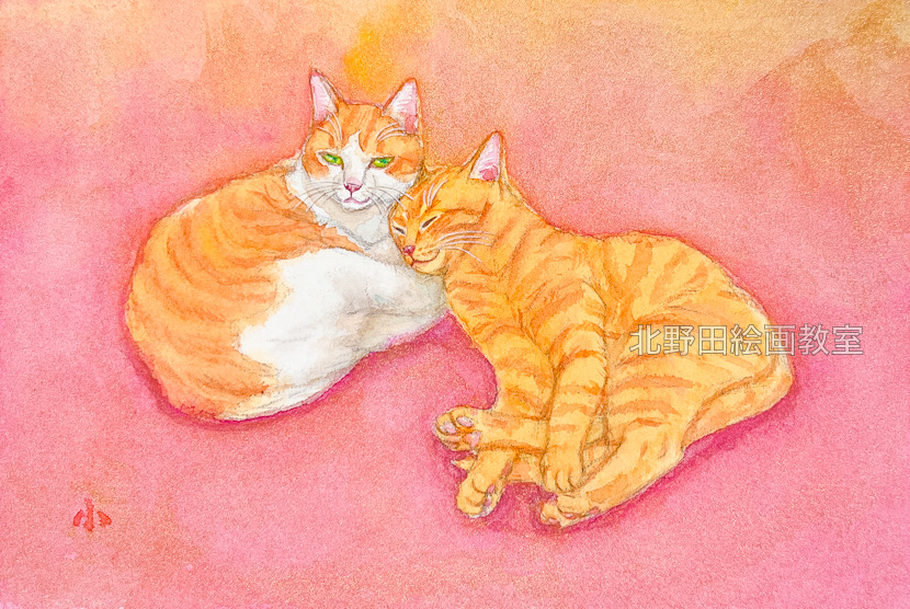 『ギブソンくん&チャロ君』(講師・水彩画)