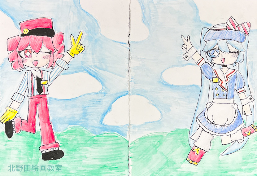 なつみちゃん(小学5年生)水彩色鉛筆画・F4号