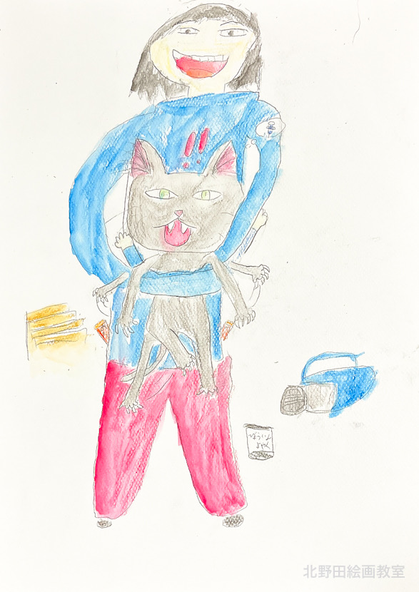 えりちゃん(小学4年生・水彩色鉛筆画)F4号