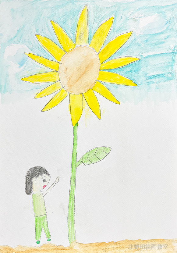 えりちゃん(小学4年生・水彩色鉛筆画)F4号