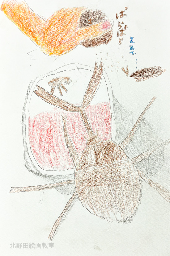 えりちゃん（小学4年生・水彩色鉛筆画）F4号