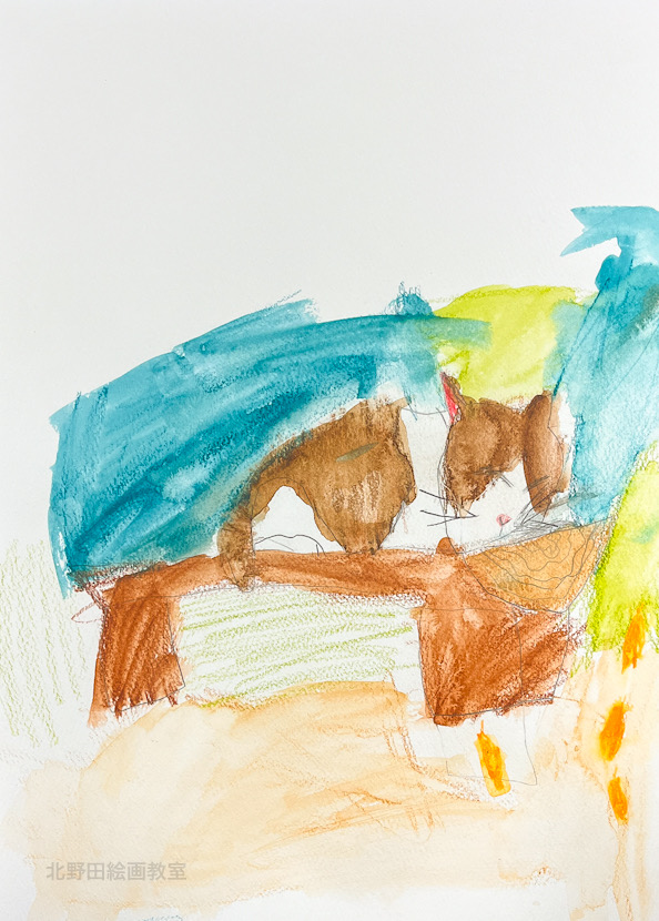 かなんちゃん（小学1年生・水彩色鉛筆画）F4号