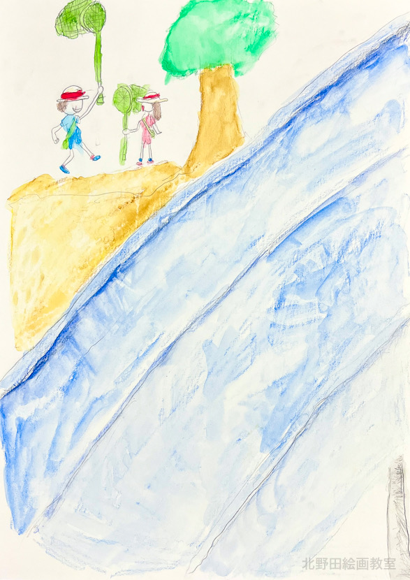 えりちゃん（小学4年生・水彩色鉛筆画）F4