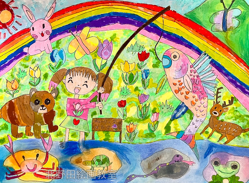 【佳作受賞】みゆちゃん (小学1年生)ミクスドメディア・四つ切り