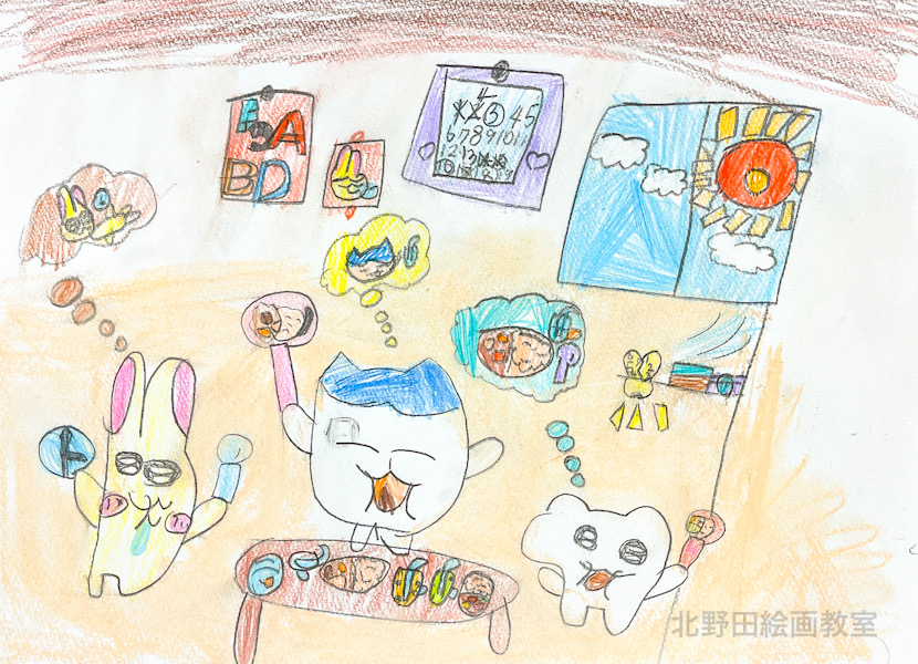 みゆちゃん（小学1年生・ミクスドメディア画）F4号