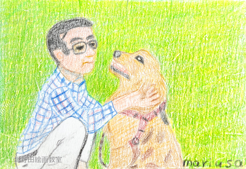 まりこさん（女性40代・色鉛筆画）ハガキサイズ