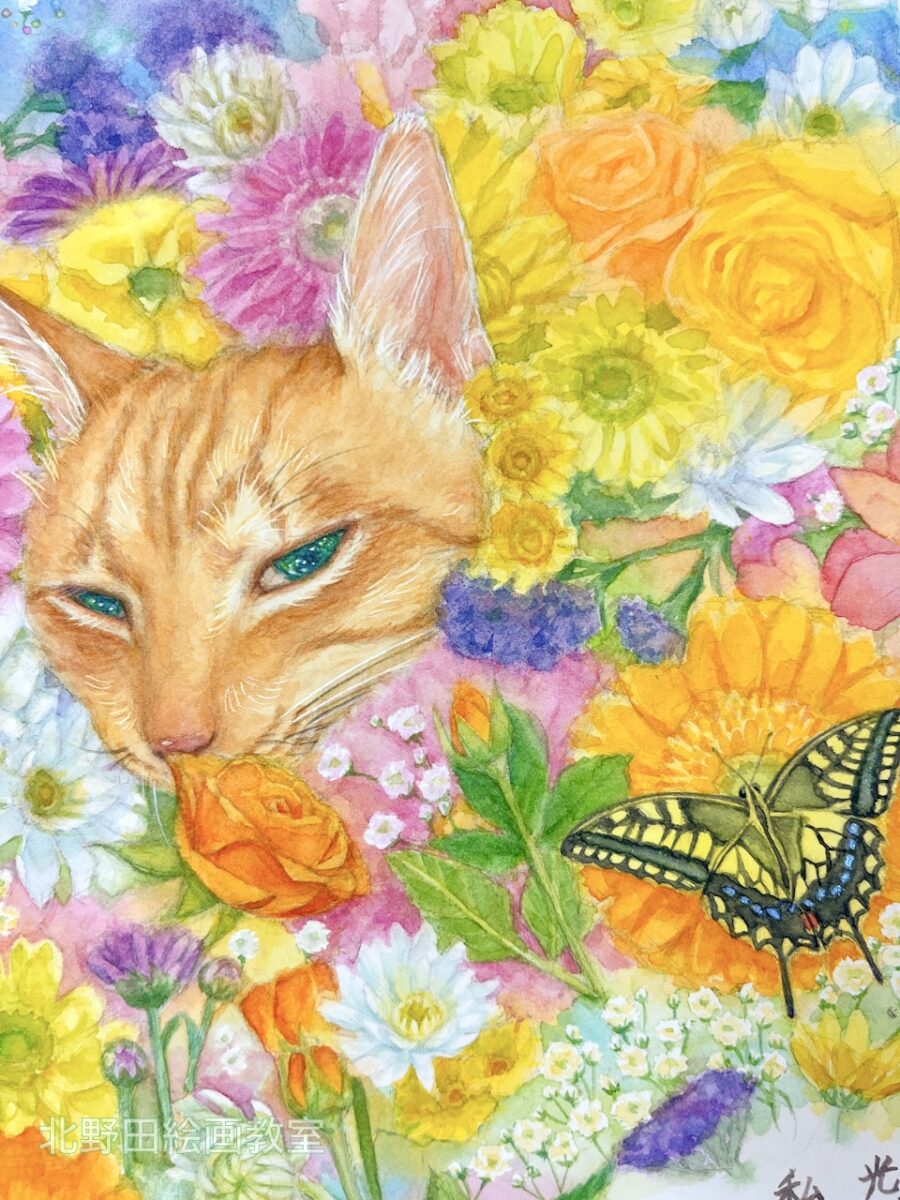 詩画・部分アップ(講師・水彩画)