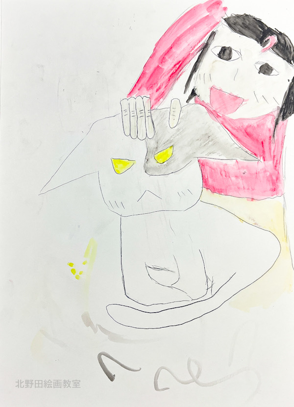 えりちゃん（小学4年生・水彩色鉛筆画）F4号