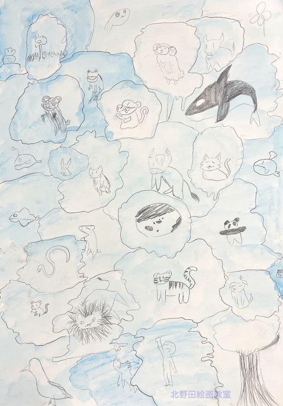 えりちゃん（小学4年生・水彩色鉛筆画）F4号