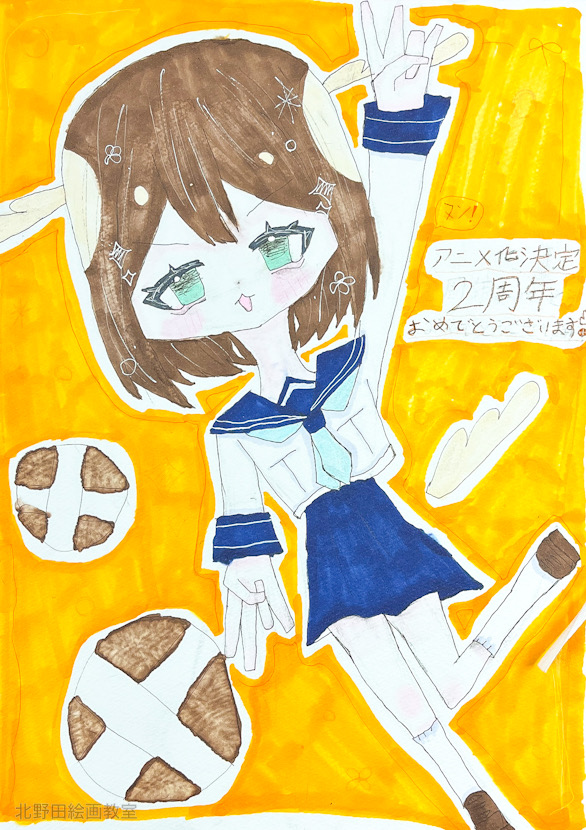 はるちゃん（小学6年生）ペン画・F4号