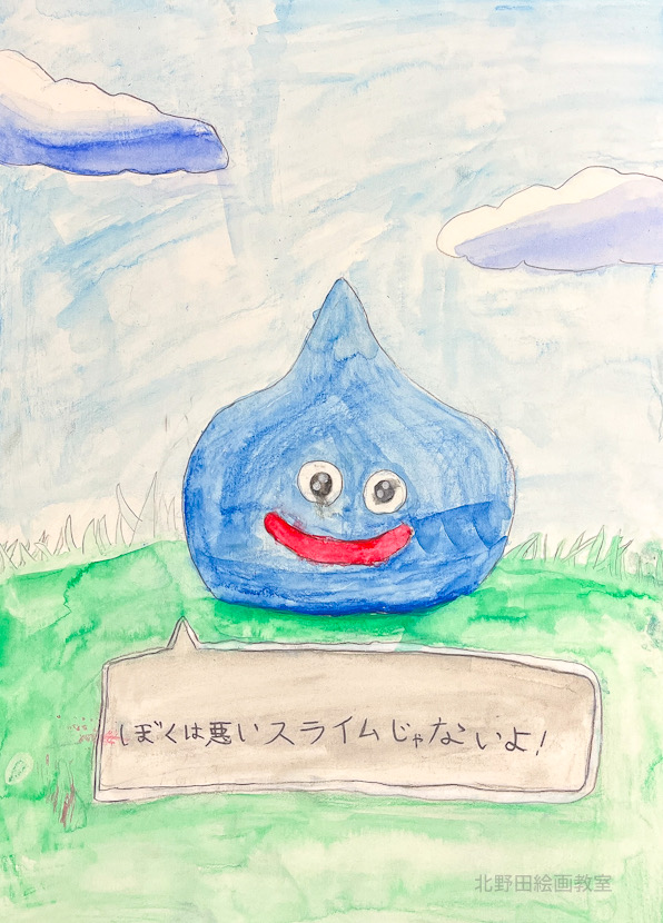 えりちゃん（小学4年生・水彩色鉛筆画）F4号