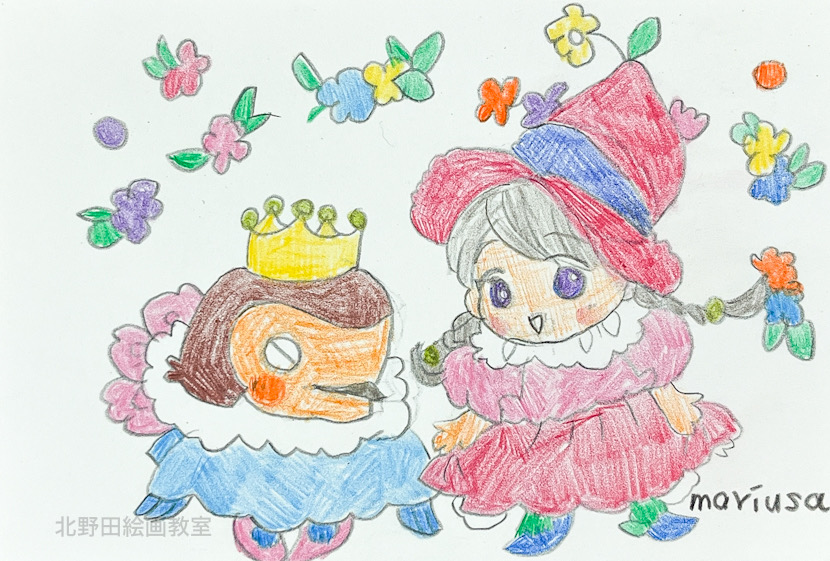 まりこさん（女性40代・色鉛筆画）ハガキサイズ