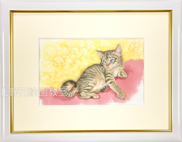 『 Sweet Kitty 』（講師・水彩画）26㎝×18㎝