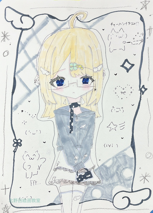 はるちゃん（中学1年生）ペン画・F4号