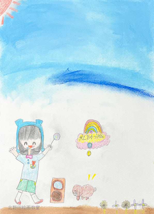 みゆちゃん（小学2年生・ミクスドメディア画）F4号