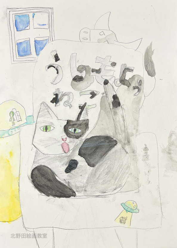 えりちゃん（小学5年生・水彩色鉛筆画）F4号