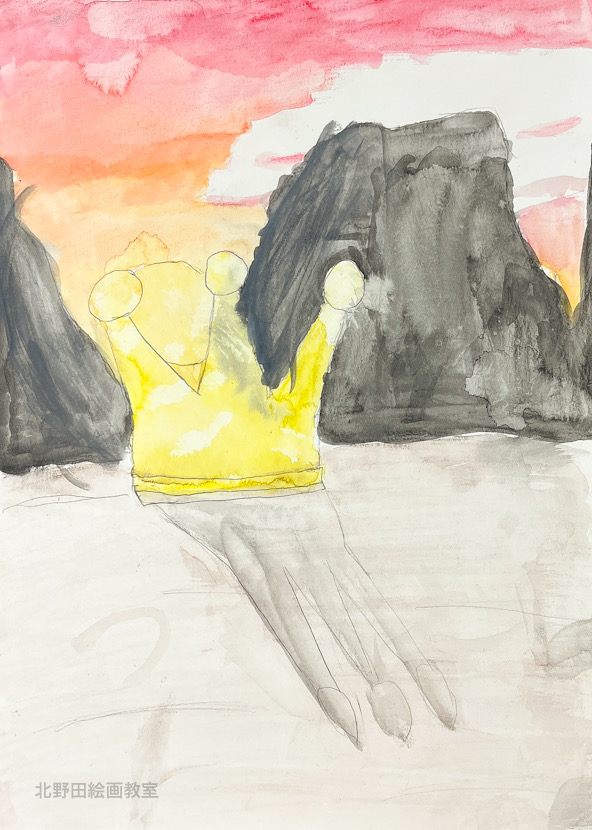 えりちゃん(小学5年生・水彩色鉛筆画)F4号