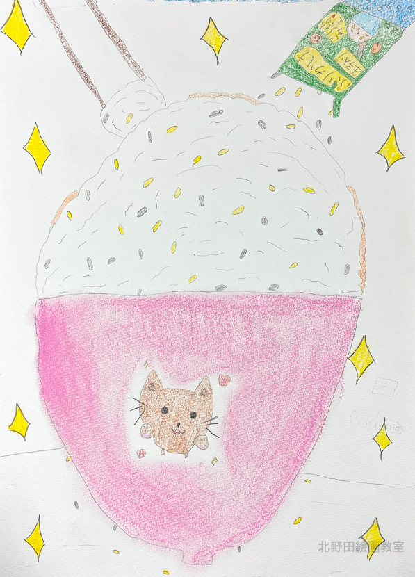 みゆちゃん（小学2年生・ミクスドメディア画）F4号