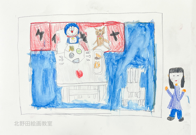 ほのかちゃん(小学2年生・水彩色鉛筆画)F4号