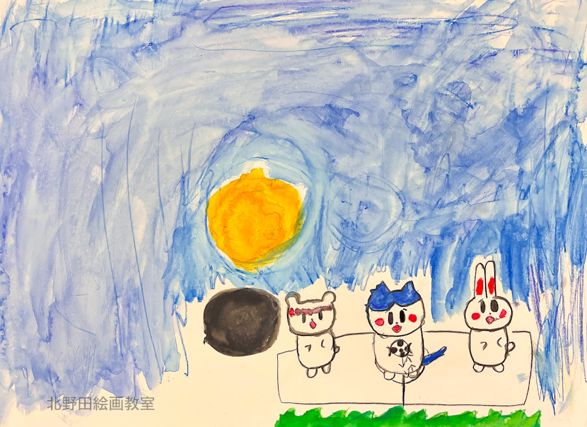 ほのかちゃん（小学2年生・水彩色鉛筆画）F4号