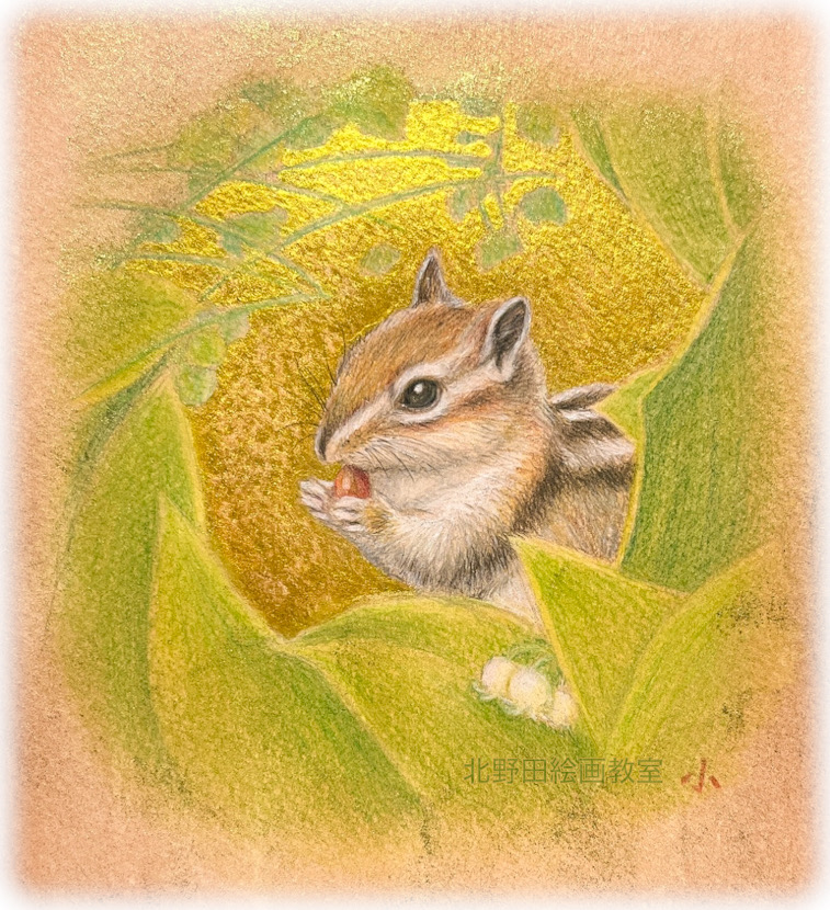 『 シマリス 』（講師・ミクスドメディア・F0号）