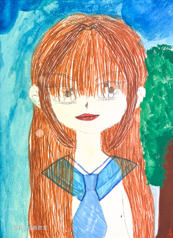あさちゃん（小学5年生）アクリル画・A4